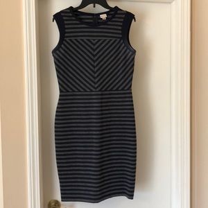 Navy and Gray Striped Sheath Dress